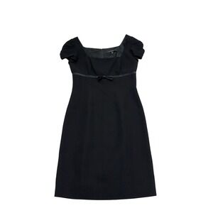Carmen‎ Marc Valvo Black Cap Sleeve Sheath Dress Silk Bow Accent Size 10